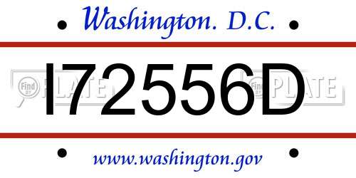 I72556D District Of Columbia License Plate