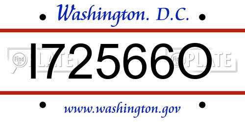 I72566O District Of Columbia License Plate