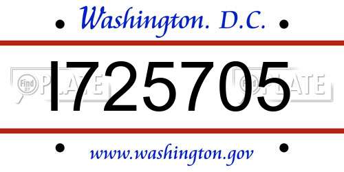 I725705 District Of Columbia License Plate