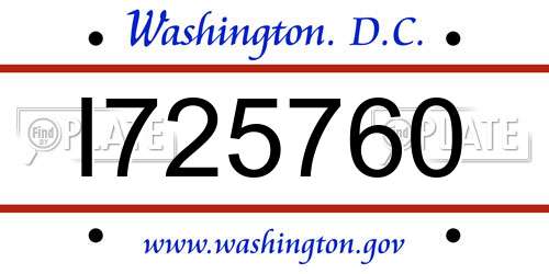 I725760 District Of Columbia License Plate
