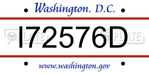I72576D District Of Columbia License Plate