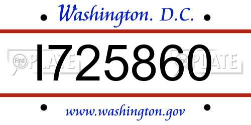 I725860 District Of Columbia License Plate