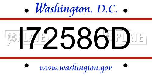 I72586D District Of Columbia License Plate