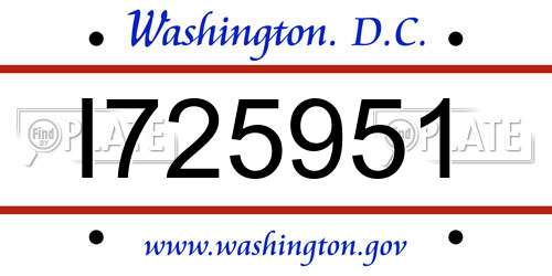 I725951 District Of Columbia License Plate