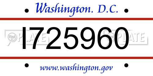 I725960 District Of Columbia License Plate