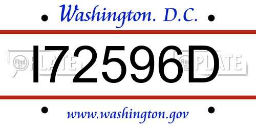 I72596D District Of Columbia License Plate