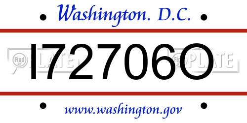 I72706O District Of Columbia License Plate
