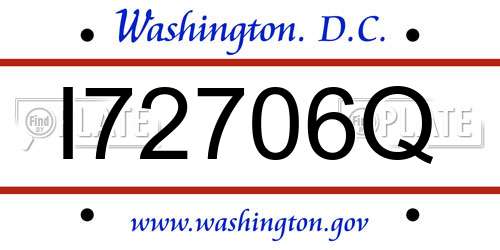 I72706Q District Of Columbia License Plate