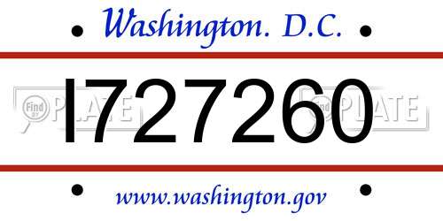 I727260 District Of Columbia License Plate