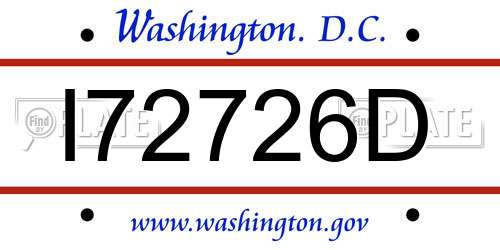 I72726D District Of Columbia License Plate