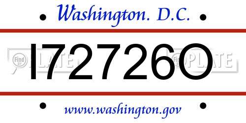 I72726O District Of Columbia License Plate