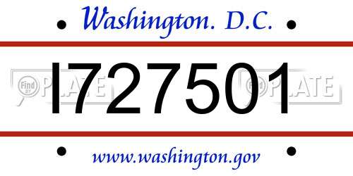 I727501 District Of Columbia License Plate