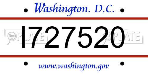 I727520 District Of Columbia License Plate