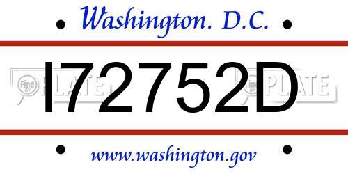 I72752D District Of Columbia License Plate