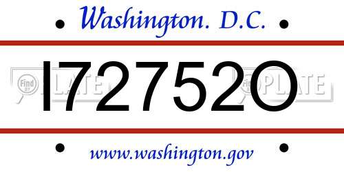 I72752O District Of Columbia License Plate