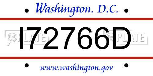 I72766D District Of Columbia License Plate
