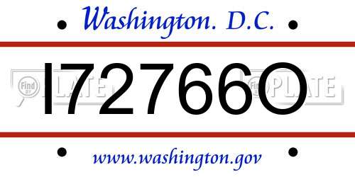 I72766O District Of Columbia License Plate