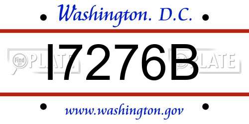 I7276B District Of Columbia License Plate