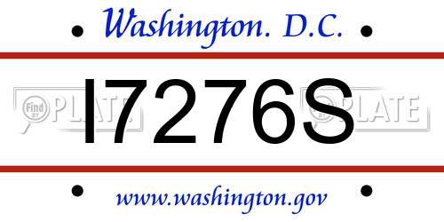I7276S District Of Columbia License Plate
