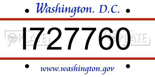 I727760 District Of Columbia License Plate