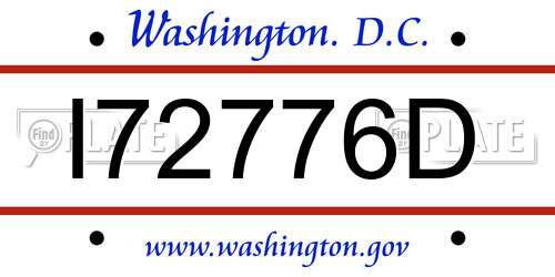 I72776D District Of Columbia License Plate