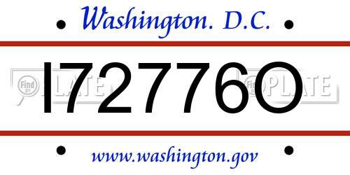 I72776O District Of Columbia License Plate