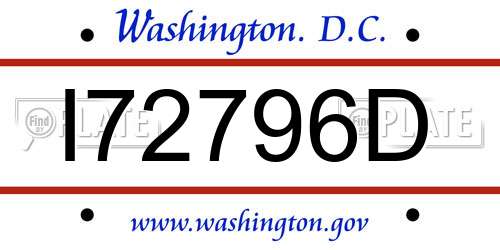 I72796D District Of Columbia License Plate