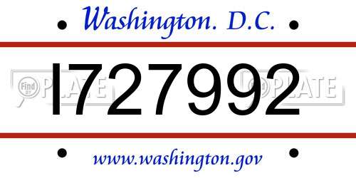 I727992 District Of Columbia License Plate