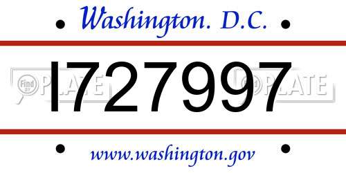 I727997 District Of Columbia License Plate