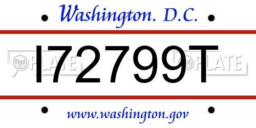 I72799T District Of Columbia License Plate