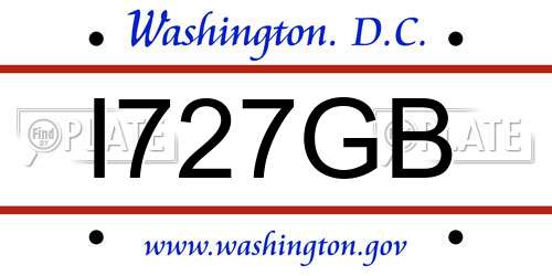 I727GB District Of Columbia License Plate
