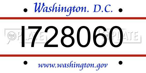 I728060 District Of Columbia License Plate