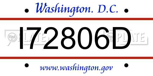 I72806D District Of Columbia License Plate