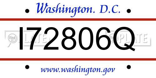 I72806Q District Of Columbia License Plate