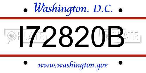 I72820B District Of Columbia License Plate