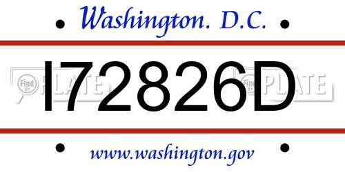 I72826D District Of Columbia License Plate