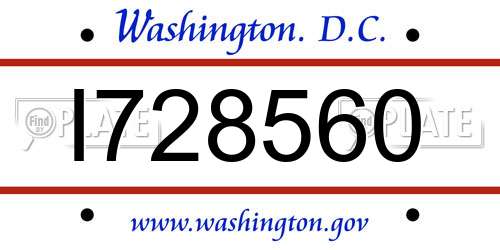 I728560 District Of Columbia License Plate
