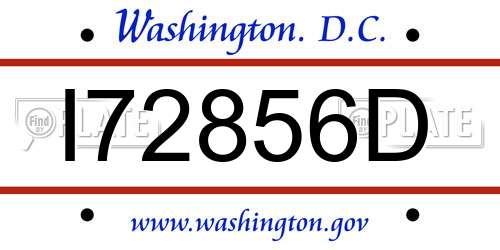 I72856D District Of Columbia License Plate