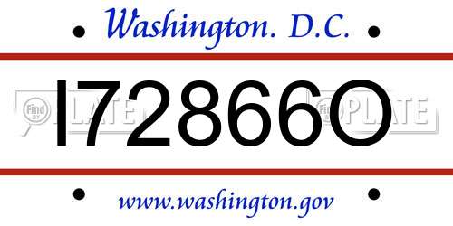 I72866O District Of Columbia License Plate