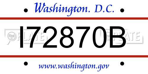 I72870B District Of Columbia License Plate