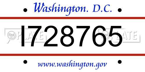 I728765 District Of Columbia License Plate