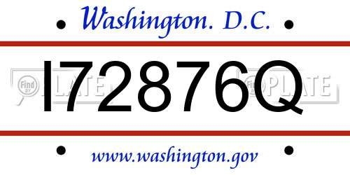 I72876Q District Of Columbia License Plate