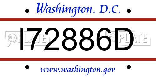 I72886D District Of Columbia License Plate