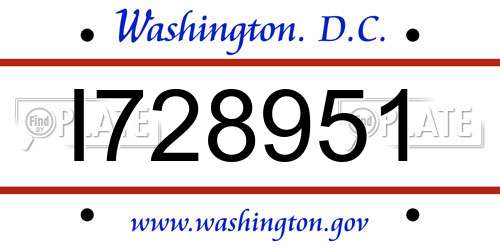 I728951 District Of Columbia License Plate
