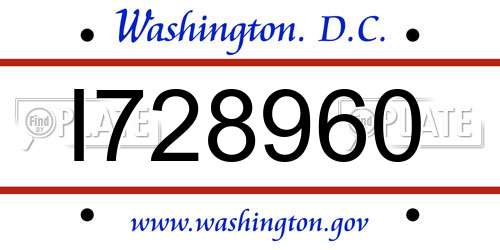 I728960 District Of Columbia License Plate