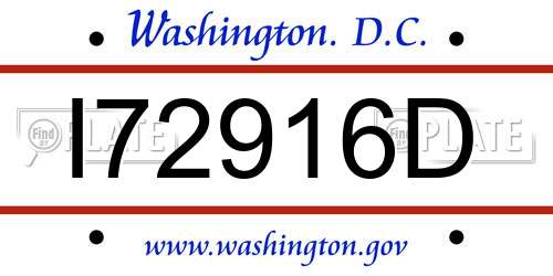 I72916D District Of Columbia License Plate
