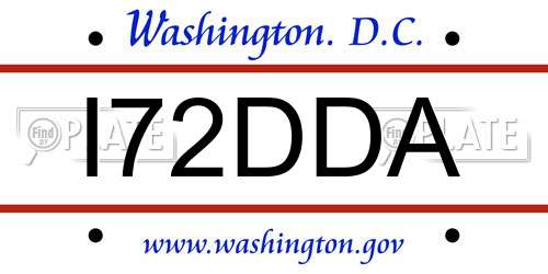 I72DDA District Of Columbia License Plate
