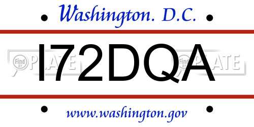 I72DQA District Of Columbia License Plate