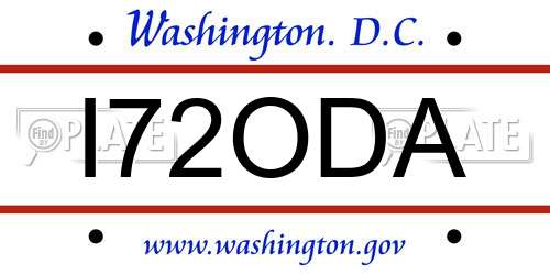 I72ODA District Of Columbia License Plate