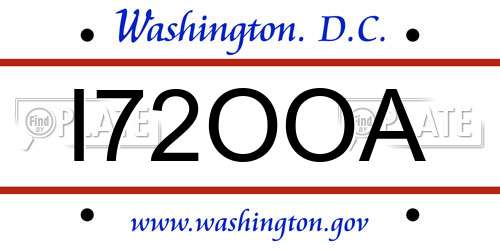 I72OOA District Of Columbia License Plate